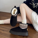 Fleece-lined Thick Fashion Ethnic Style Short Women's Cotton Boots
