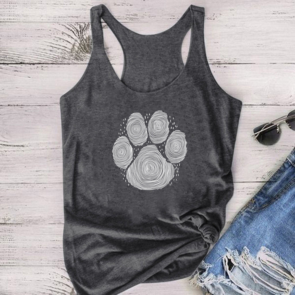 Dog's Paw Cute Foot Print Women's Vest Summer Funny