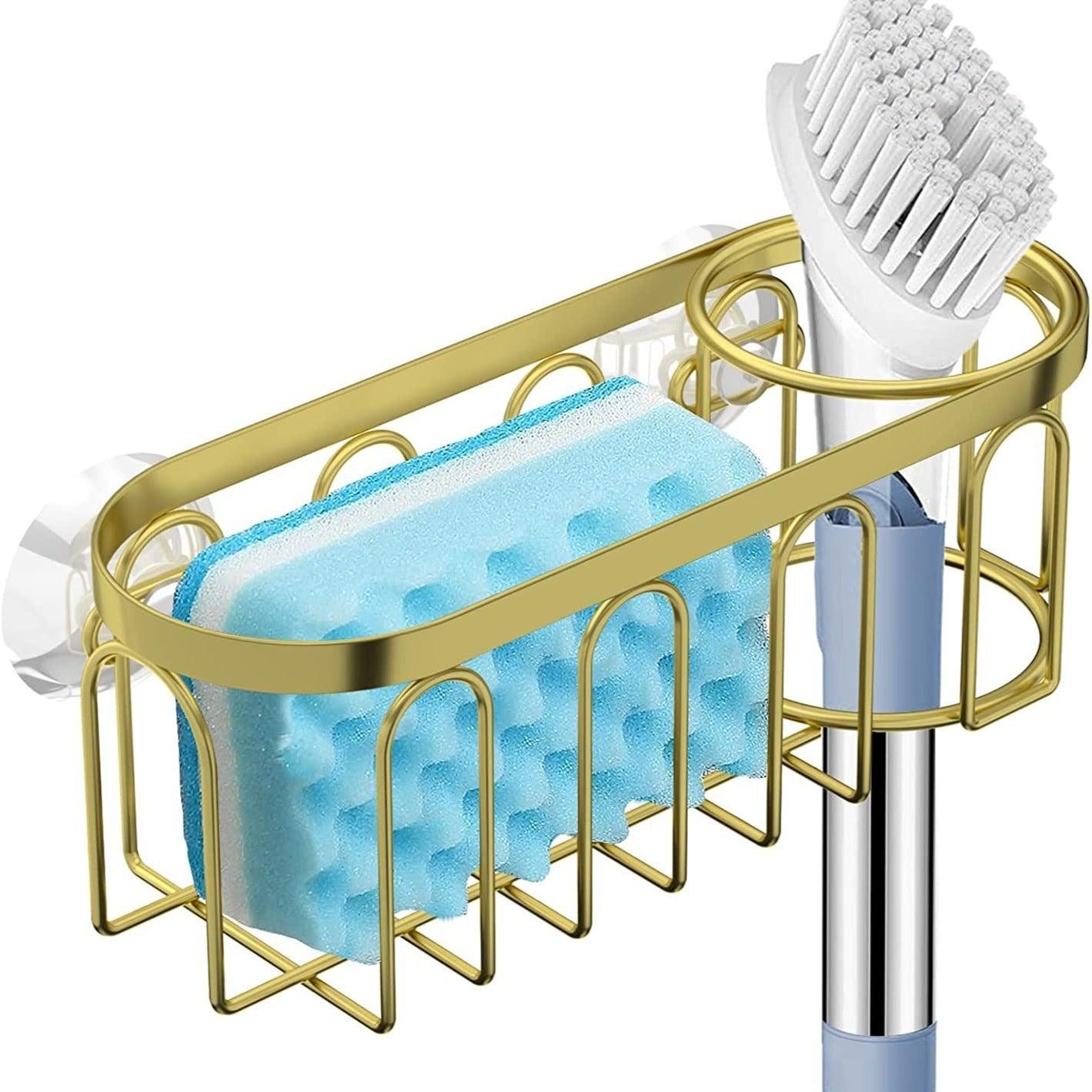 Kitchen Utensils Wall Mounted Suction Cup Type Non Perforated Sink Sponge Drain Rack