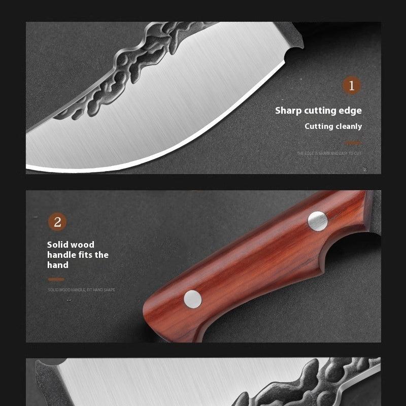 Hand-forged Red Pear Solid Wood Handle Outdoor Camping Handle Meat Knife