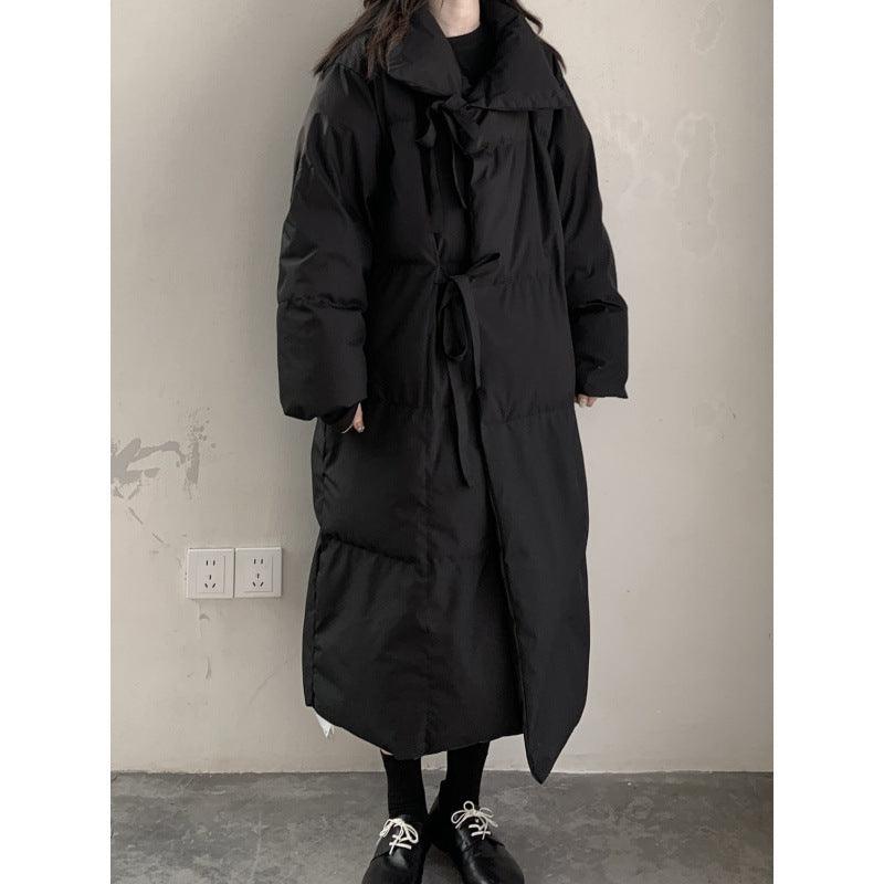 Down Cotton-padded Coat Dark Loose Lovers Three-quarter Length Women