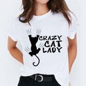 Cat Flamingo Round Neck Print T-shirt Short Sleeve Women's Clothing