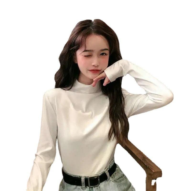 Half Turtleneck Women's Black Bottoming Shirt