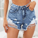 Women's Fashion Casual High Waist Ripped Denim Shorts