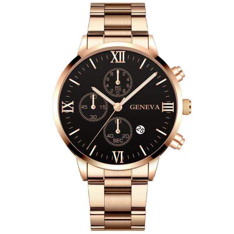 Steel Watch Men's Stainless Steel Three-eye Calendar