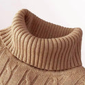 Twist Knitted Pullover Slim Fit Warm Top Solid Color