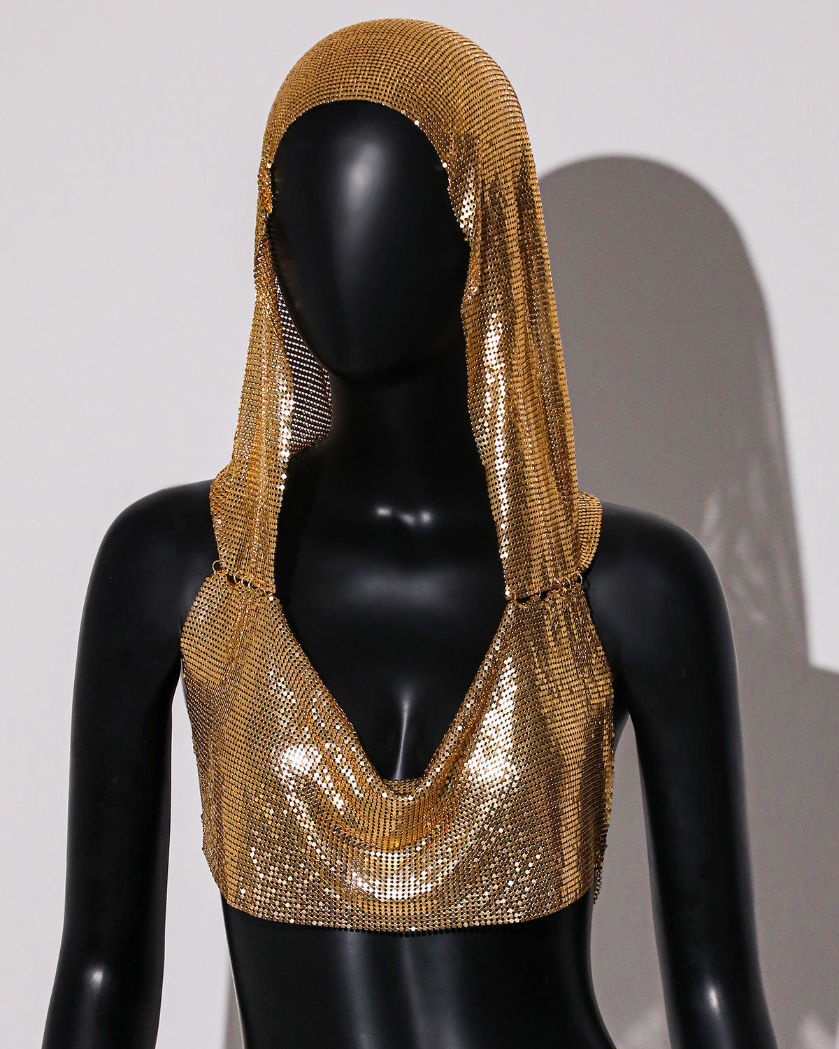 Sexy Outerwear Metal Sequins Hooded Vest