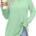 Solid Color Split-finger Long-sleeved Shirt Loose Mid-length