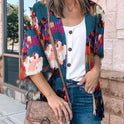 Fashion Flower Print Shirt Jacket Women Top