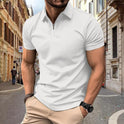 Zipper And Lapel Top Polo Shirt Men
