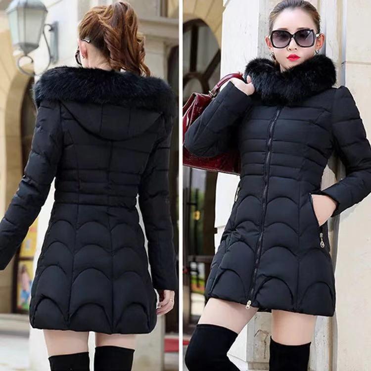 Winter New Fashion Slim Quilted Coat Big Fur Collar Thick Warm