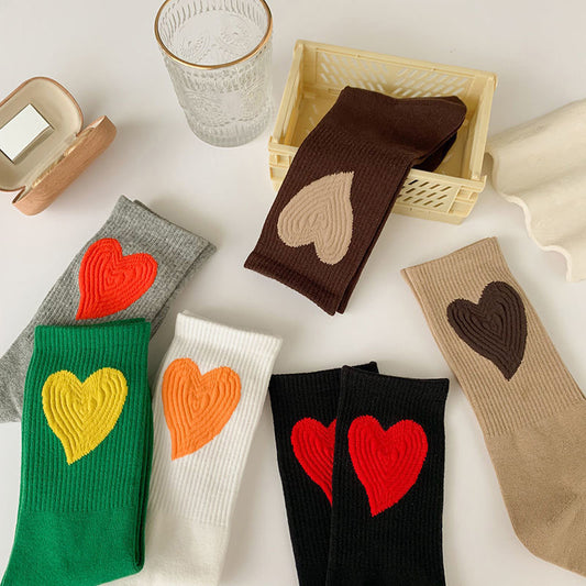 Socks Children's Ins Fashion Versatile Net Red Love Letter Socks Autumn And Winter Cotton Socks