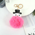 Stall Cute Snowman Fur Ball Keychain Pendant