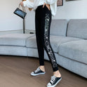 Hot Girl Fashion Diamond Shiny Skinny Ankle-length Pants