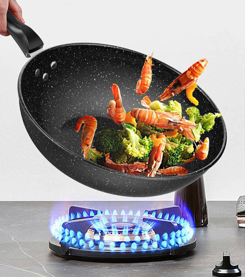 30CM Non-Stick Frying Pan Skillet Saute Pan Tempered Glass Lid Granite Coating