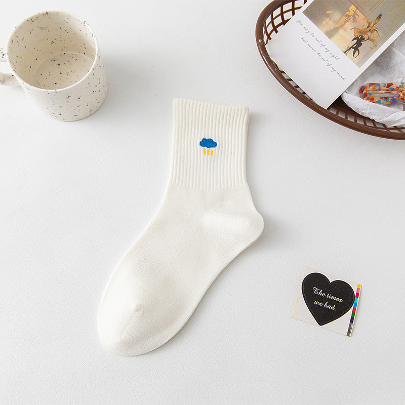 Women's Mid-calf Socks Fashionable Thin Cute