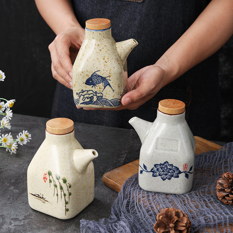 Chinese Style Ceramic Sauce Dipping Bottles