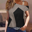 Women's Summer Simplicity Short-sleeved Metal Buckle Printed T-shirt