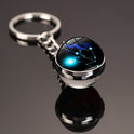 Starry Sky Twelve Constellation Keychain Time Gemstone Double Sided