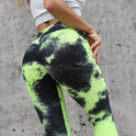 Ink Jacquard Tie-dyed Bubble Polyester Yoga Pants Slim Fit