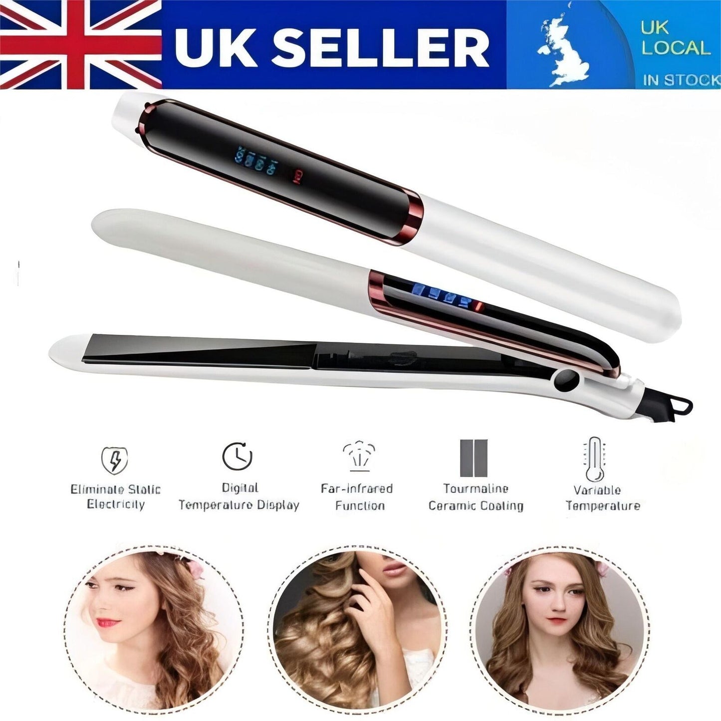 Hair Straighteners Ceramic Plates Straightener Curler Salon Hair Styler