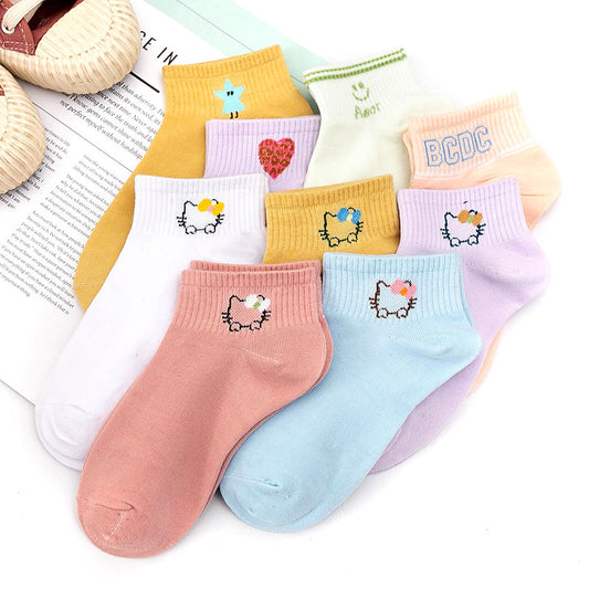 Pure Colored Cotton Women's Low-cut Liners Socks Candy Color Short Socks Japanese Style