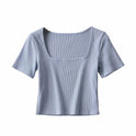 Summer Cropped Square Neck T-shirt Women