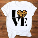 Summer New Leopard Love Printed T-shirt Women's Top