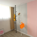 Extra Long Clothes Hanger With The Top Relying On The Ceiling And Nuclear Floor, Coat Rack Freestanding With 6 Hooks