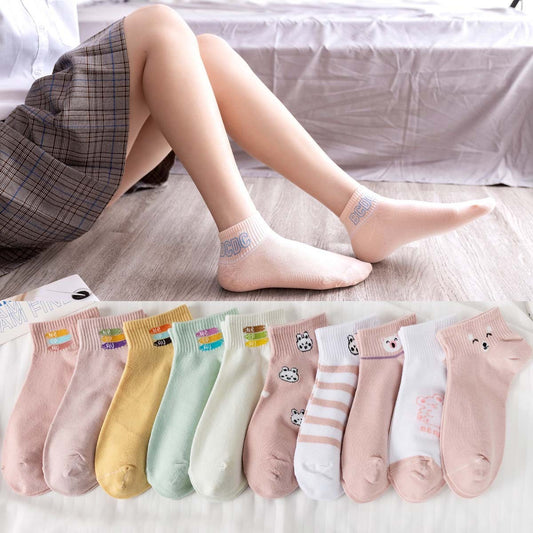 Pure Colored Cotton Women's Low-cut Liners Socks Candy Color Short Socks Japanese Style