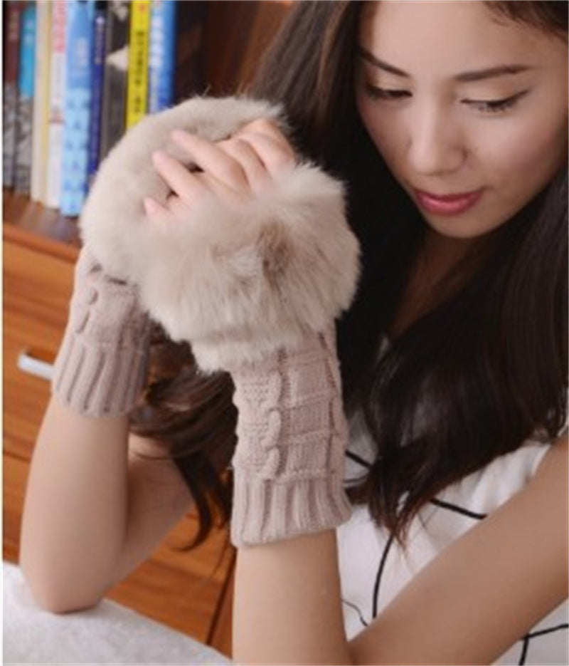 Women's Fashion Simple Solid Color Half Finger Gloves