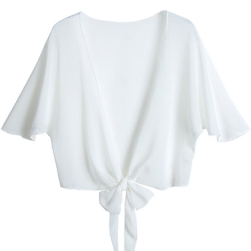 Women's Summer Thin Short Shawl Chiffon Shirt