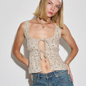 Summer Women's Lace-up Floral Lace Vest