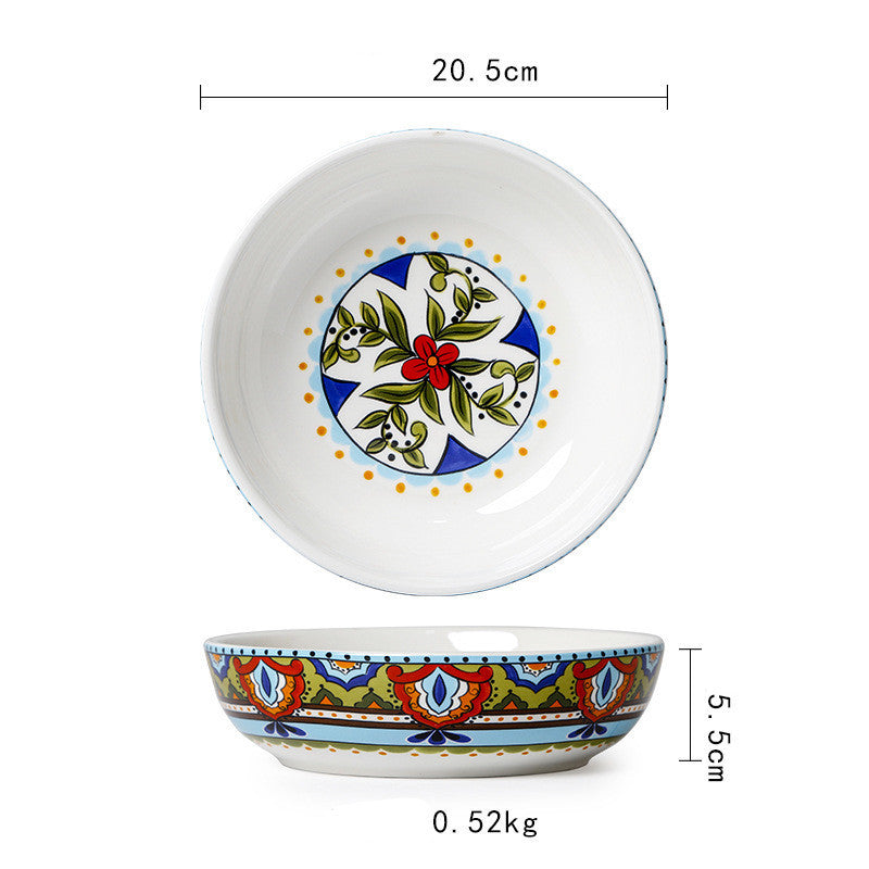 Ceramic Tableware Pastoral Style Home Plate Dinner Plate