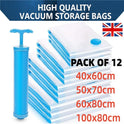 12 X STRONG VACUUM STORAGE SPACE SAVER SAVING VACUM VACCUM LARGE ORGANISER BAGS