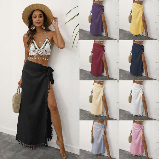 Women's Fashion Ties Tassel Patchwork Irregular Beach Dress