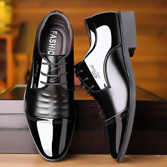 Casual Glossy Patent Leather Pointed Toe Men's Shoes