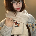 Autumn And Winter Fashionable Warm Cartoon Cute Embroidered Puppy Scarf For Women