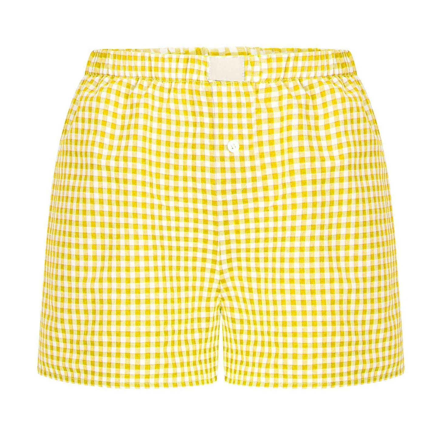 Women's Casual Plaid Cotton Arrow Pants Loose Four-corner Button Shorts