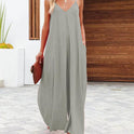 Women's Sling Wide-leg Pants Solid Color Pocket Casual Jumpsuit