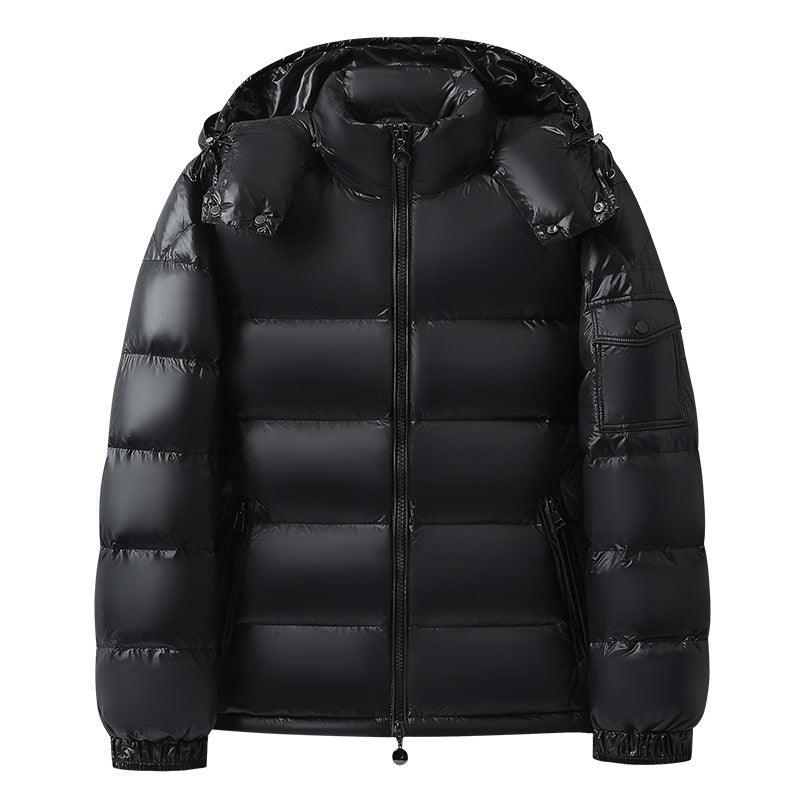 Warm Men's And Women's Glossy Hooded Jacket