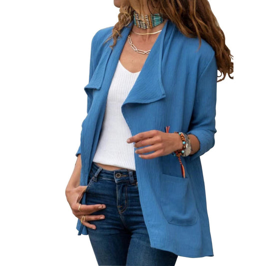 Women's Solid Color Long-sleeved Short Windbreaker Casual All-match Cardigan Jacket