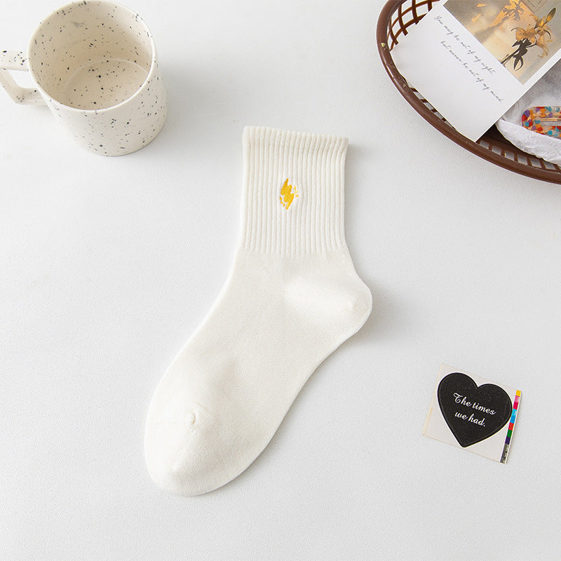 Women's Mid-calf Socks Fashionable Thin Cute