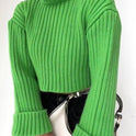 Turtleneck Sweaters Women's Clothing Striped Short Style
