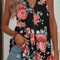 Floral Print V Neck Tank Top, Elegant Sleeveless Top For Spring & Summer, Women's Clothing