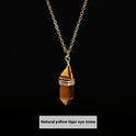 Natural Crystal Tigereye Double Pointed Hexagon Prism Winding Necklace