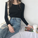 Base T Shirt Women's Small Slim Fit All Match Knitted Base Shirt