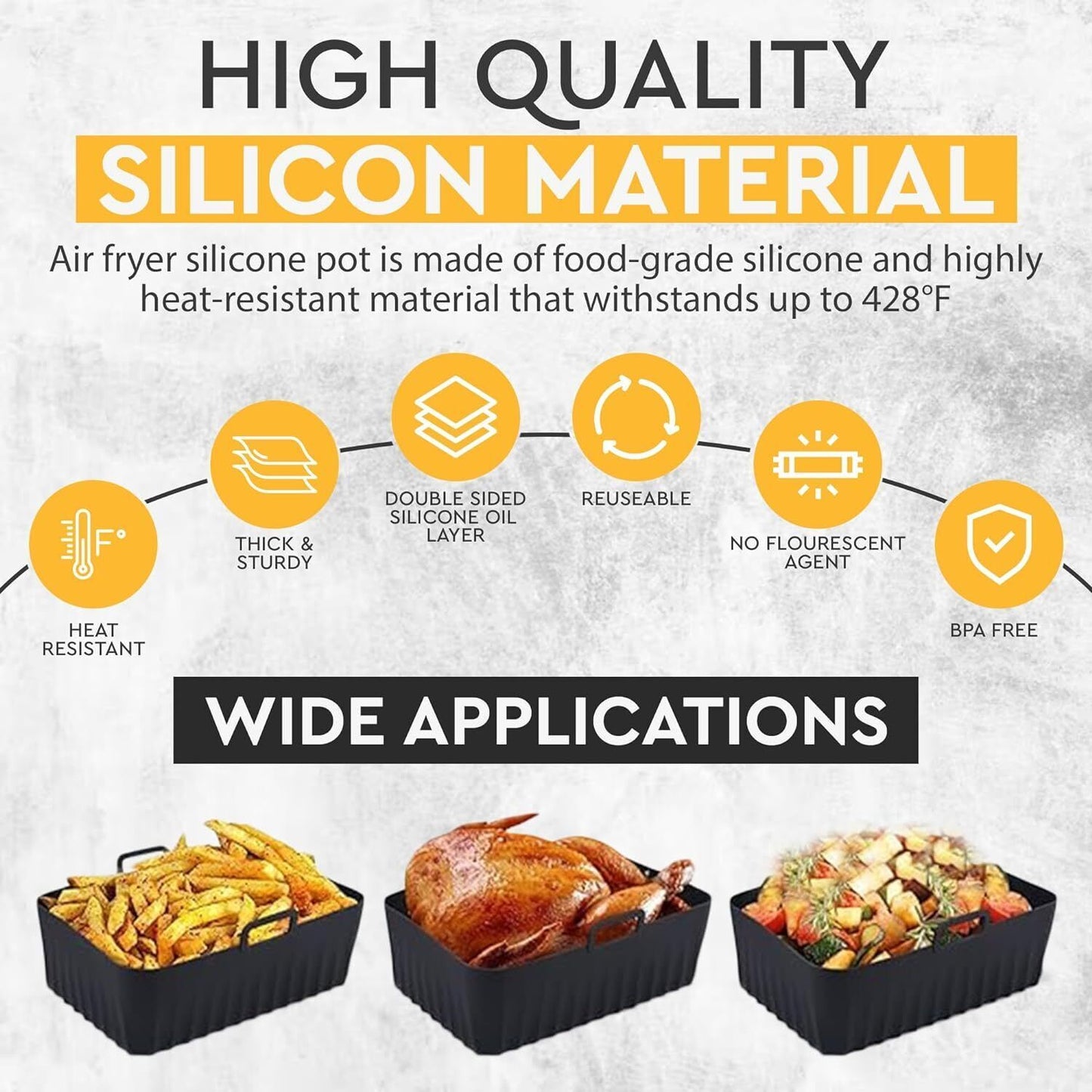 2 PCS Air Fryer Silica Gel Baking Pan Dual Basket Liner Handle Baking Oven New