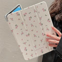 Transparent Floral Tri-fold Tablet Protective Case