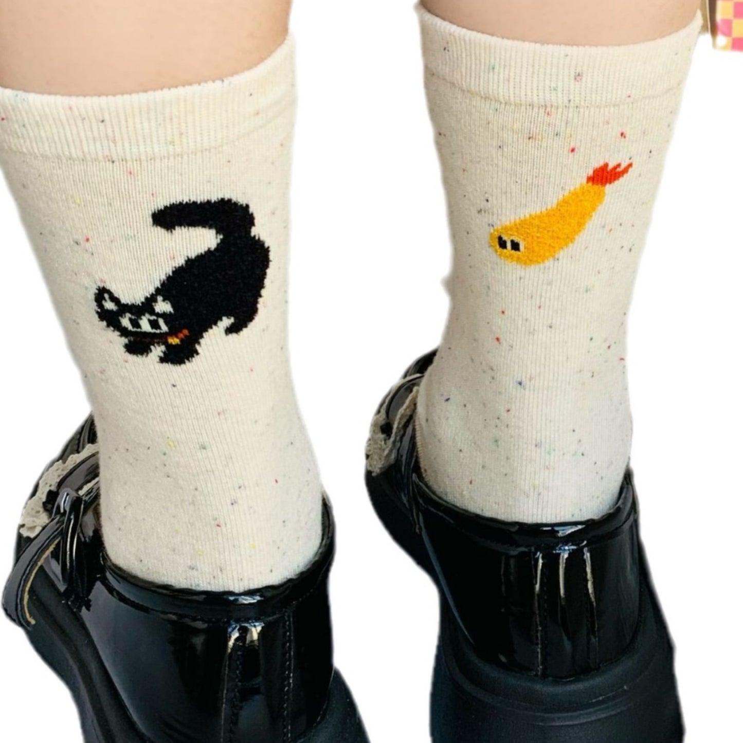 Spring And Autumn New Cute Illustration Heel Flocking Color Dots Tube Socks